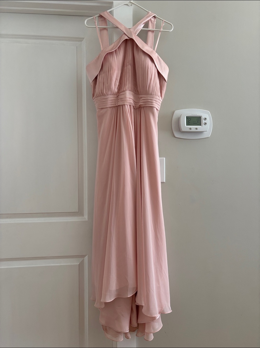 Eliza J Pink Pleated Halter Formal Dress High Low Size 14